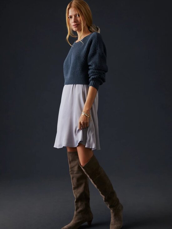 Anthropologie Dresses & Skirts - Anthropologie sweater and dress- olive green and lavender